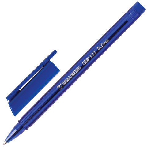 Ручка шариковая масляная BRAUBERG "Marine", СИНЯЯ, корпус тонированный синий, узел 0,7 мм, линия письма 0,35 мм, 142709