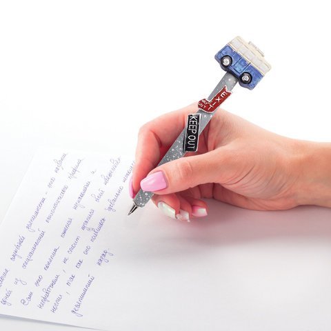 Ручка фигурная "МАШИНКИ", СИНЯЯ, 4 дизайна ассорти, 0,5 мм, дисплей, BRAUBERG, 142757