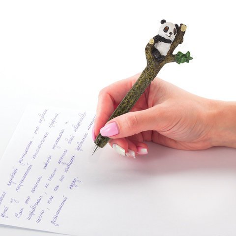 Ручка фигурная "ПАНДЫ" СИНЯЯ, 4 дизайна ассорти, 0,5 мм, дисплей, BRAUBERG, 142767
