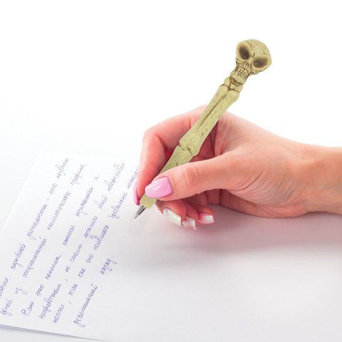 Ручка фигурная "ЧЕРЕПА-2", СИНЯЯ, 4 дизайна ассорти, линия письма 0,5 мм, дисплей, BRAUBERG, 142774