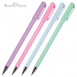 Ручка шариковая BRUNO VISCONTI "SlimWrite", "Zefir", СИНЯЯ, корпус ассорти, узел 0,5 мм, линия письма 0,3 мм, 20-0204