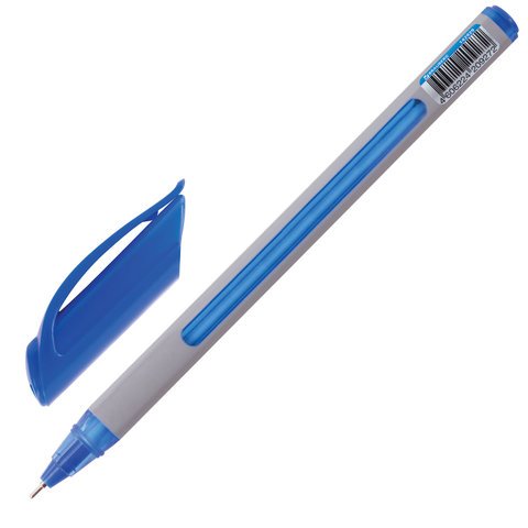 Ручка шариковая масляная BRAUBERG "Extra Glide Soft Grey", СИНЯЯ, узел 0,7 мм, линия письма 0,35 мм, 142929
