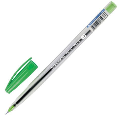 Ручка шариковая масляная BRAUBERG "Frost Color", СИНЯЯ, ассорти, узел 0,6 мм, линия письма 0,3 мм, 142935
