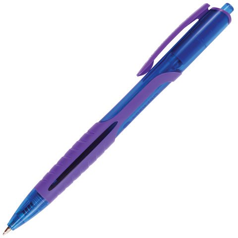 Ручка шариковая масляная автоматическая BRAUBERG "Phantom color", СИНЯЯ, узел 0,7 мм, линия письма 0,35 мм, 142938