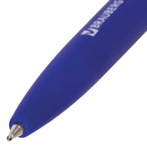 Ручка шариковая масляная автоматическая BRAUBERG "Sky Blue", СИНЯЯ, soft-touch, узел 0,7 мм, линия письма 0,35 мм, 142946