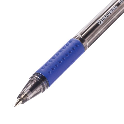 Ручка шариковая масляная BRAUBERG "Black Tone", СИНЯЯ, корпус тонированный, узел 0,7 мм, линия письма 0,35 мм, 142951