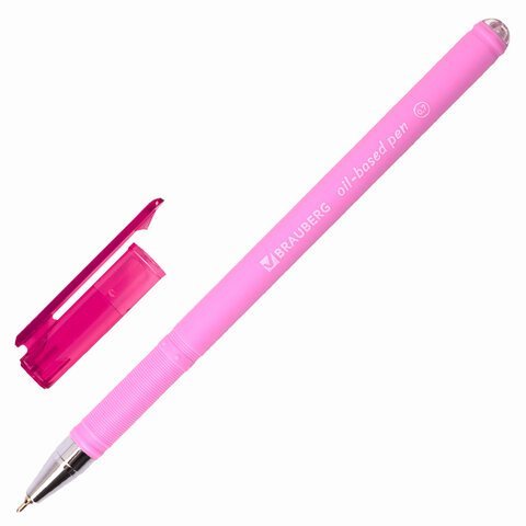 Ручка шариковая масляная BRAUBERG "FRUITY Pastel", СИНЯЯ, soft-touch, узел 0,7 мм, линия письма 0,35 мм, 142958, OBP322