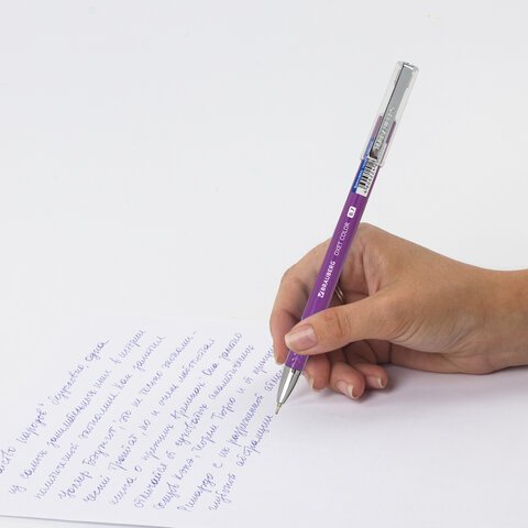 Ручка шариковая масляная BRAUBERG "Oxet Color", СИНЯЯ, корпус ассорти, В ДИСПЛЕЕ, игольчатый узел 0,7 мм, линия письма 0,35 мм, 143003