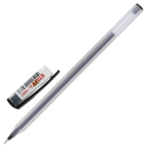 Ручка шариковая масляная STAFF "OBP-317", ЧЕРНАЯ, корпус матовый, игольчатый узел 0,6 мм, линия письма 0,3 мм, 143022