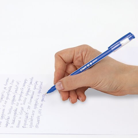 Ручка шариковая масляная STAFF Basic "OBP-320", СИНЯЯ, корпус голубой, узел 0,7 мм, линия письма 0,35 мм, 143023