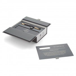 Ручка шариковая PARKER "Duofold Classic Black GT", корпус черный, позолоченные детали, черная, 1931386