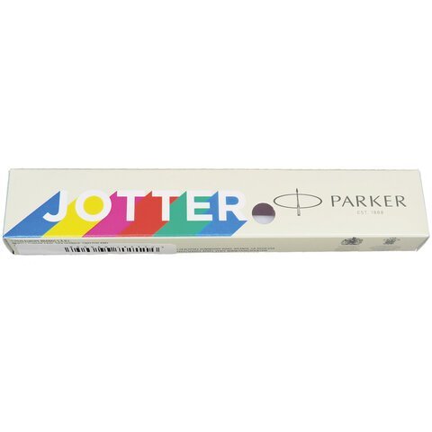 Ручка шариковая PARKER "Jotter Plastic CT", корпус белый, детали из нержавеющей стали, синяя, R0032930