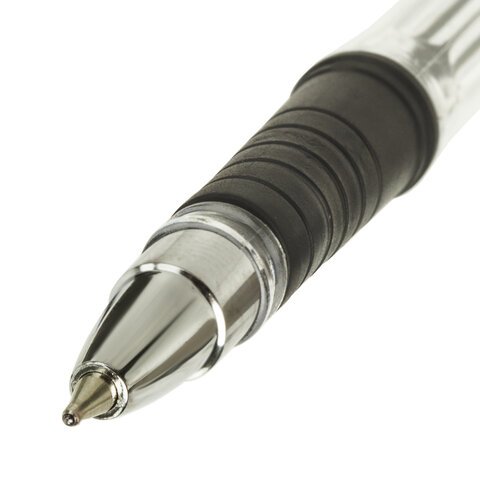 Ручка шариковая масляная с грипом BRAUBERG "i-Rite GT", ЧЕРНАЯ, корпус прозрачный, узел 0,7 мм,143301