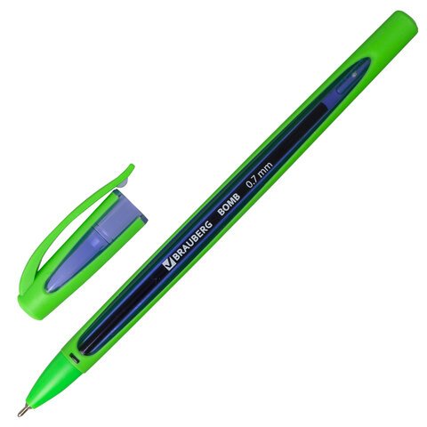 Ручка шариковая масляная BRAUBERG "BOMB GT Color", СИНЯЯ, прорезиненный корпус ассорти, узел 0,7 мм, линия письма 0,35 мм, 143346