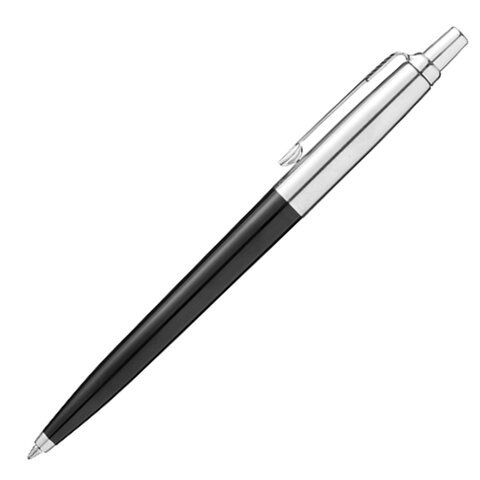 Ручка шариковая PARKER "Jotter Plastic CT", корпус черный, детали нержавеющая сталь, блистер, синяя, 2096873
