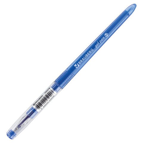 Ручка гелевая BRAUBERG DIAMOND, СИНЯЯ, игольчатый узел 0,5 мм, линия письма 0,25 мм, 143378.
