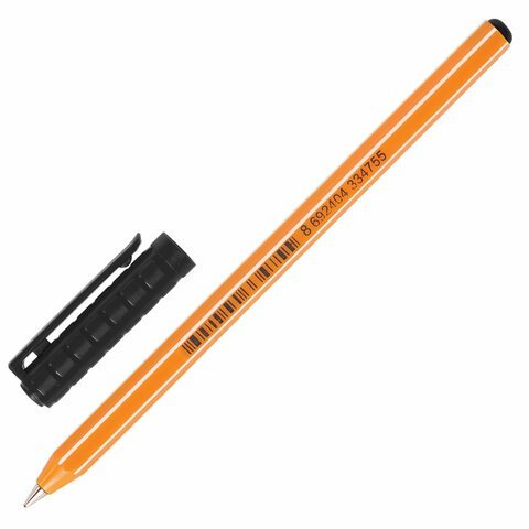 Ручка шариковая масляная PENSAN "Officepen 1010", ЧЕРНАЯ, корпус оранжевый, узел 1 мм, линия письма 0,8 мм, 1010/60