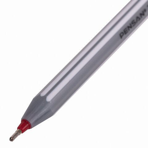 Ручка шариковая масляная PENSAN "Triball", КРАСНАЯ, трехгранная, узел 1 мм, линия письма 0,5 мм, 1003/12
