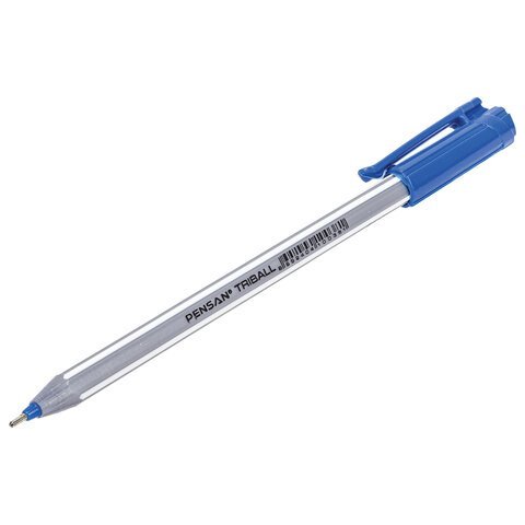 Ручка шариковая масляная PENSAN "Triball", СИНЯЯ, ДИСПЛЕЙ, трехгранная, узел 1 мм, линия письма 0,5 мм, 1003/S60