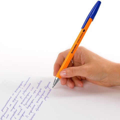 Ручка шариковая BRAUBERG "M-500 ORANGE", СИНЯЯ, корпус оранжевый, узел 0,7 мм, линия письма 0,35 мм, 143448