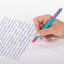 Ручка шариковая автоматическая BRAUBERG "MIX", СИНЯЯ, корпус ассорти, узел 0,7 мм, линия письма 0,35 мм, 143457