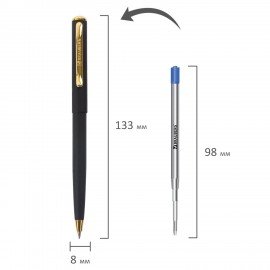 Ручка подарочная шариковая BRAUBERG "Maestro", СИНЯЯ, корпус черный с золотистым, линия письма 0,5 мм, 143470