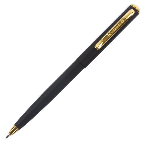 Ручка подарочная шариковая BRAUBERG "Maestro", СИНЯЯ, корпус черный с золотистым, линия письма 0,5 мм, 143470