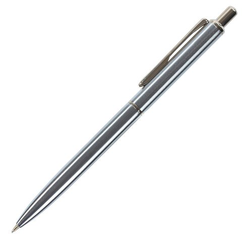 Ручка подарочная шариковая BRAUBERG Larghetto, СИНЯЯ, корпус серебристый с хромированными деталями, линия письма 0,5 мм, 143474