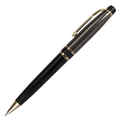 Ручка подарочная шариковая BRAUBERG Sonata, СИНЯЯ, корпус золотистый с черным, линия письма 0,5 мм, 143483