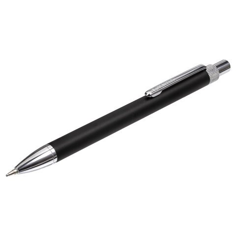 Ручка подарочная шариковая BRAUBERG "Allegro", СИНЯЯ, корпус черный с хромированными деталями, линия письма 0,5 мм, 143491
