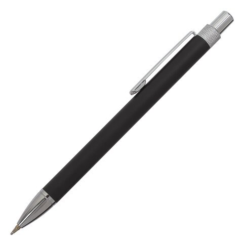 Ручка подарочная шариковая BRAUBERG "Allegro", СИНЯЯ, корпус черный с хромированными деталями, линия письма 0,5 мм, 143491