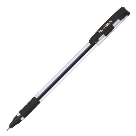 Ручка шариковая с грипом PAPER MATE "Brite", ЧЕРНАЯ, игольчатый узел 1 мм, линия письма 0,7 мм, 2084418