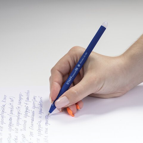 Ручка стираемая гелевая STAFF "Manager" EGP-656, СИНЯЯ, прорезиненный корпус, линия письма 0,35 мм, 143656