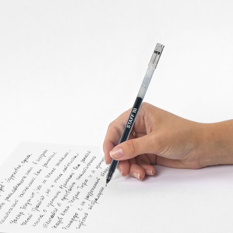 Ручка гелевая STAFF "EVERYDAY" GP-673, ЧЕРНАЯ, длина письма 1000 м, игольчатый узел 0,5 мм, линия письма 0,35 мм, 143673