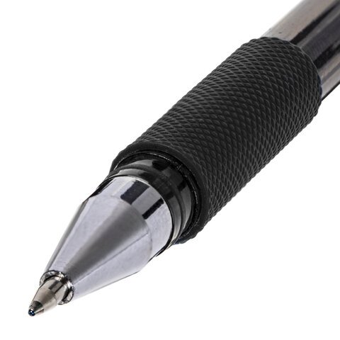 Ручка гелевая с грипом STAFF "Basic" GP-677, ЧЕРНАЯ, корпус тонированный, узел 0,5 мм, линия письма 0,35 мм, 143677