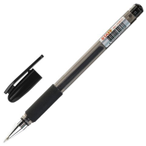 Ручка гелевая с грипом STAFF "Basic" GP-677, ЧЕРНАЯ, корпус тонированный, узел 0,5 мм, линия письма 0,35 мм, 143677