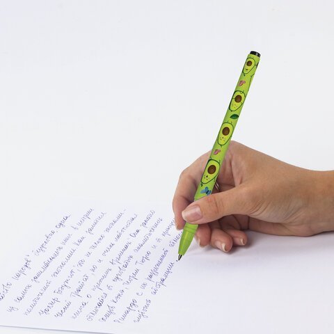 Ручка шариковая BRAUBERG SOFT TOUCH GRIP "AVOCADO", СИНЯЯ, мягкое покрытие, узел 0,7 мм, 143716