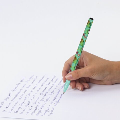 Ручка шариковая BRAUBERG SOFT TOUCH GRIP "PINEAPPLE", СИНЯЯ, мягкое покрытие, узел 0,7 мм, 143718