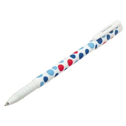 Ручка шариковая BRAUBERG SOFT TOUCH GRIP "DOTS", СИНЯЯ, мягкое покрытие, ассорти, узел 0,7 мм, 143722