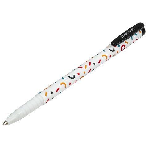 Ручка шариковая BRAUBERG SOFT TOUCH GRIP "CONFETTI", СИНЯЯ, мягкое покрытие, узел 0,7 мм, 143723