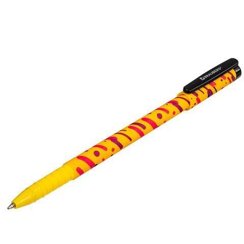 Ручка шариковая BRAUBERG SOFT TOUCH GRIP "LINES", СИНЯЯ, мягкое покрытие, узел 0,7 мм, 143724