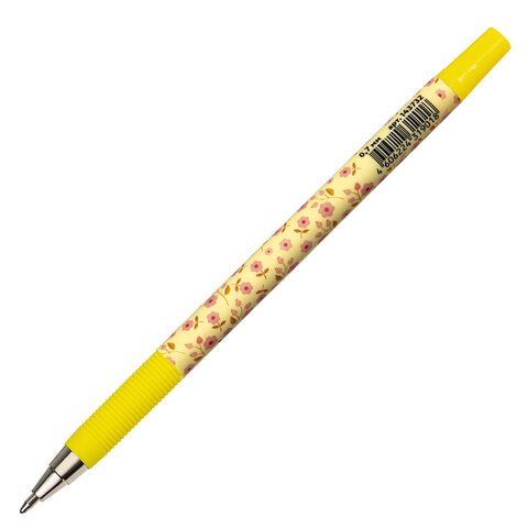 Ручка шариковая ЮНЛАНДИЯ "FLOWERS", синяя, SOFT TOUCH покрытие, узел 0,7 мм, линия письма 0,35 мм, 143732