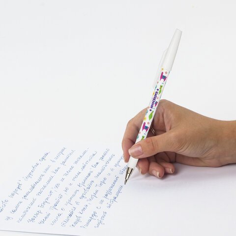 Ручка шариковая ЮНЛАНДИЯ "LAMA", синяя, SOFT TOUCH покрытие, узел 0,7 мм, линия письма 0,35 мм, 143735