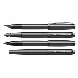 Ручка перьевая PARKER "IM Achromatic Black BT", черный матовый, нержавеющая сталь, синяя, 2127741