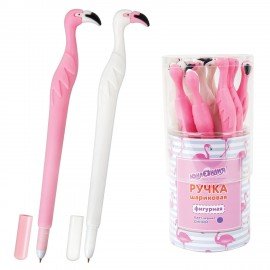 Ручка фигурная шариковая ЮНЛАНДИЯ "Фламинго", мягкий силиконовый корпус, ассорти, СИНЯЯ, пишущий узел 0,7 мм, 143775