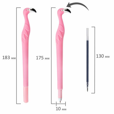 Ручка фигурная шариковая ЮНЛАНДИЯ "Фламинго", мягкий силиконовый корпус, ассорти, СИНЯЯ, пишущий узел 0,7 мм, 143775