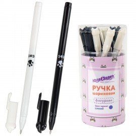 Ручка фигурная шариковая ЮНЛАНДИЯ "Котик", корпус ассорти, СИНЯЯ, пишущий узел 0,7 мм, 143787