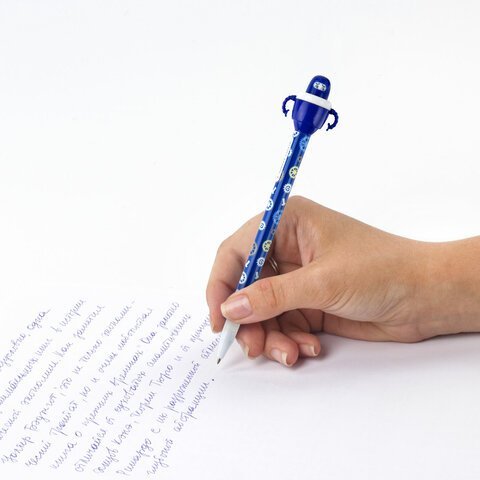 Ручка фигурная шариковая ЮНЛАНДИЯ "Робот", корпус ассорти, СИНЯЯ, пишущий узел 0,7 мм, 143790