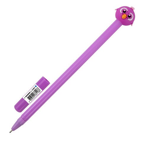 Ручка с топпером шариковая ЮНЛАНДИЯ "Птенец", корпус ассорти, СИНЯЯ, пишущий узел 0,7 мм, 143811