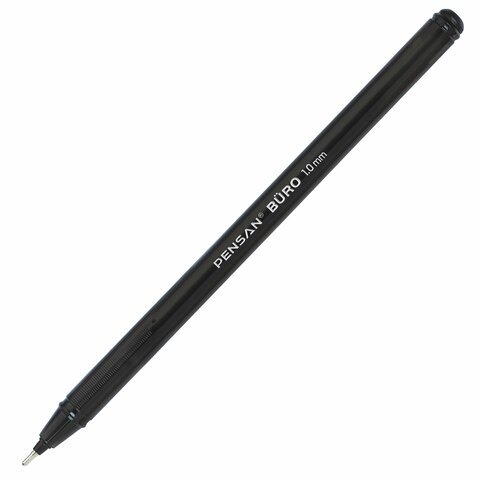 Ручка шариковая масляная PENSAN "Buro", ЧЕРНАЯ, игольчатый узел 1 мм, линия письма 0,8 мм, 2270